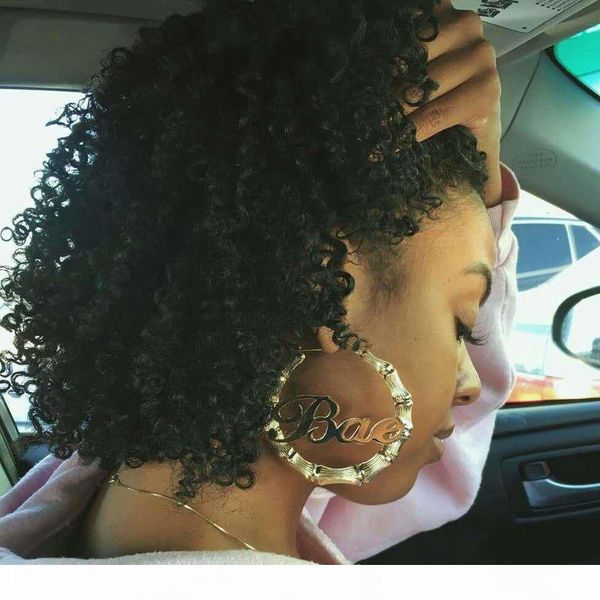 

one piece ponytail women fashion hair extensions hair clip long curly wavy ponytail plastic drawstring ponytail 120g, Black