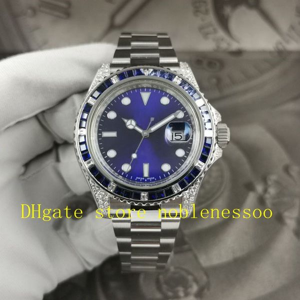 

2021 new style men's blue dial 40mm 116659 paveo 116610 w/ bespoke diamond and blue bezel like watch automatic watches mens watch, Slivery;brown