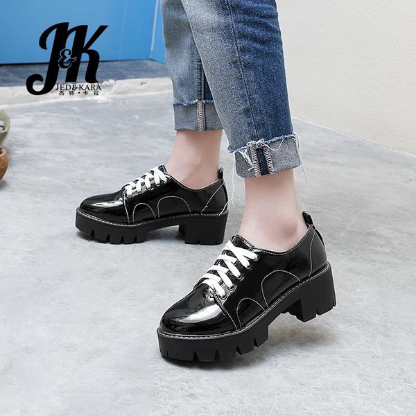 

dress shoes jk 2021 spring mary janes thick med heels pumps women round toe lace-up footwear casual cross-tied woman, Black