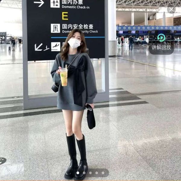 

autumn sweet fresh korean sweater women's pullover round neck loose, Black