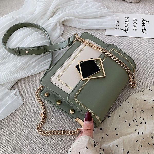 

fresh chain pu leather crossbody bags for women 2021 small shoulder messenger bag special lock design female travel handbags