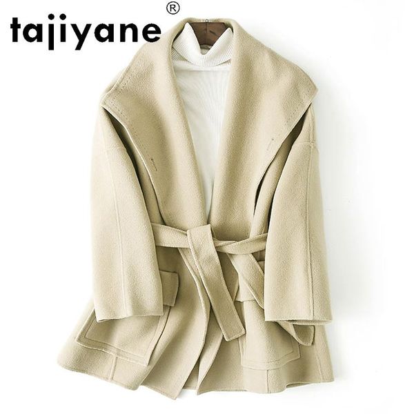 

tajiyane real fur coat fall clothes for women 100% wool jackets woman cashmere oversized coat korean abrigo mujer tn2468, Black