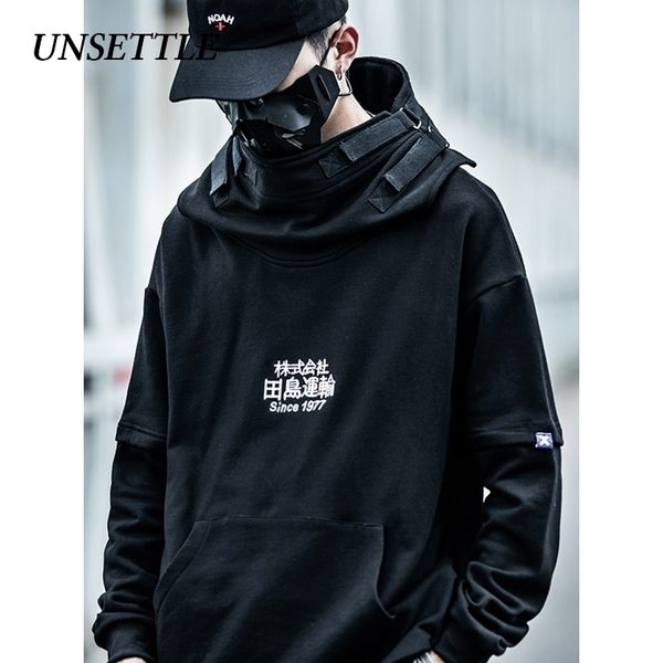 

unsettle fish mouth japanese harajuku embroidery tactics streetwear hoodies hip hop men pullover hoodie casual sweatshirts 201128, Black