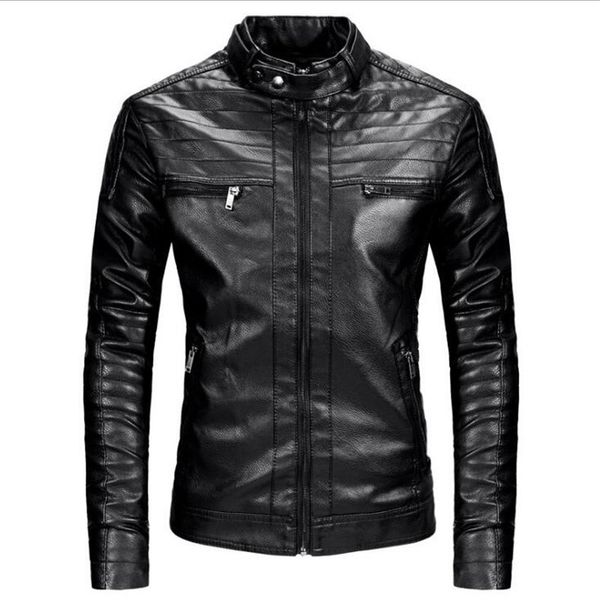 

tang cool fashion classics men thick coats slim male leather jackets 2021 winter new windbreaker casual outerwear wxeo, Black