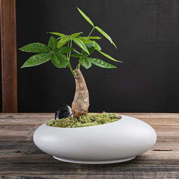 

planters & pots large-caliber ceramic flowerpot plant micro-landscape potted in the office balcony breathable tree pot