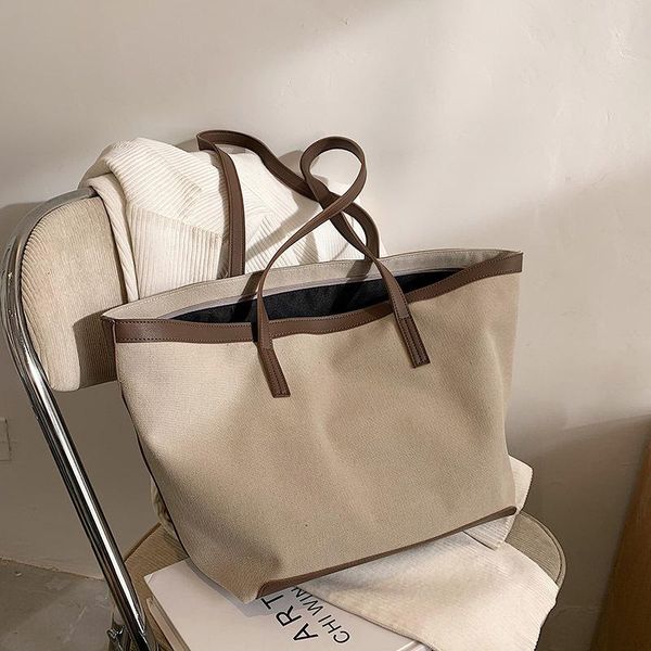 

retro canvas tote bag vintage female bags 2021 spring casual shoulder bag fashion female big bags women design white handbag