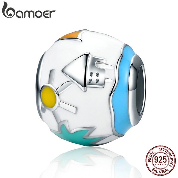 

bamoer new collection authentic 100% 925 sterling silver sweet family journey enamel beads fit bracelets jewelry gift scc182 q0531, Black