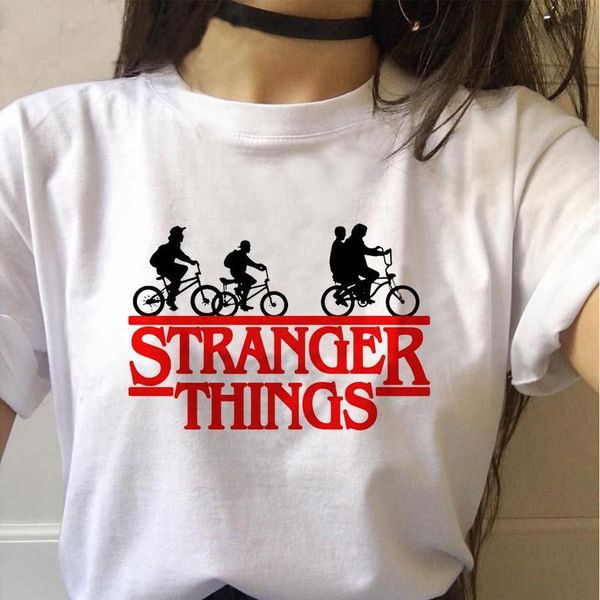 

stranger things 3 tv cartoon women t shirt harajuku friend don't lie letter print short sleeve ulzzang graphic tees female, White