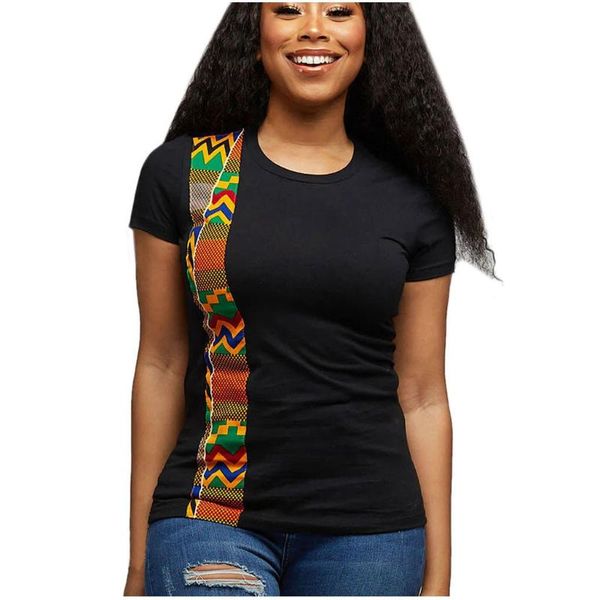 

women's t-shirt women african print short sleeve casual o neck tee elegant summer beach brief t-shirts de mujer #g1, White