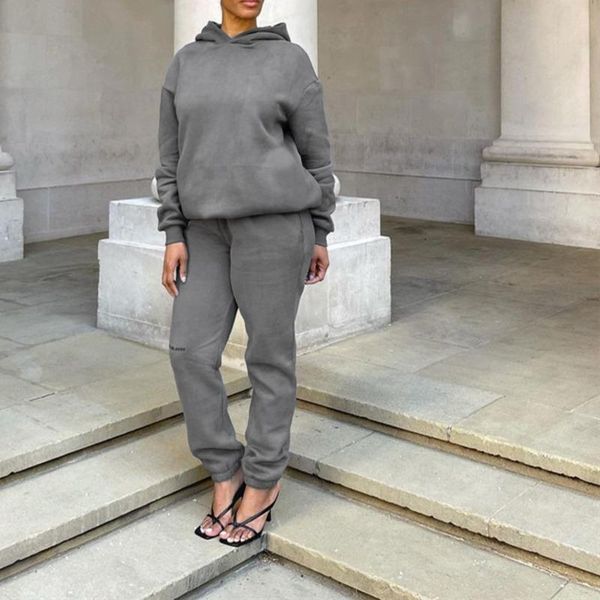 

women's two piece pants solid hoodie casual pant fashion suit loose long sleeve autumn elastic waist 2021 women leisure, White