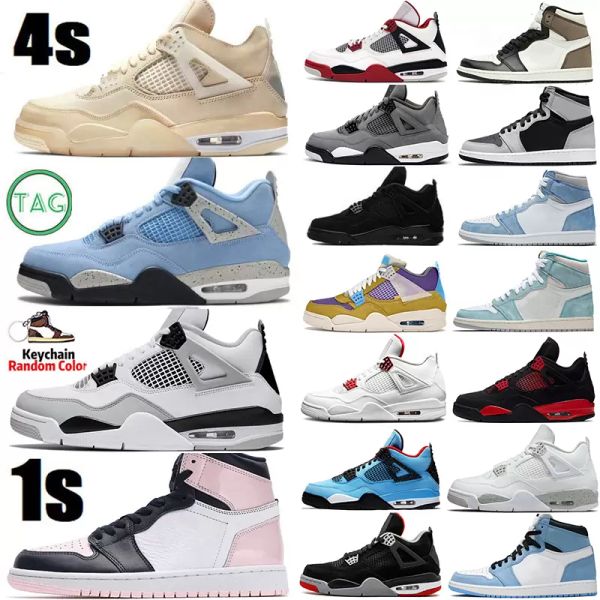 

2022 sail 4 4s university blue 1 1s mens basketball shoes sneakers atmosphere hyper royal black cat silver toe bred dark mocha fire red men