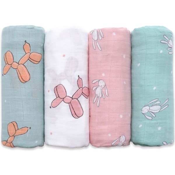 

muslinlife swaddle wrap soft bamboo cotton for stroller use cute bunny unicorn whale baby blanket 120*120cm 210309