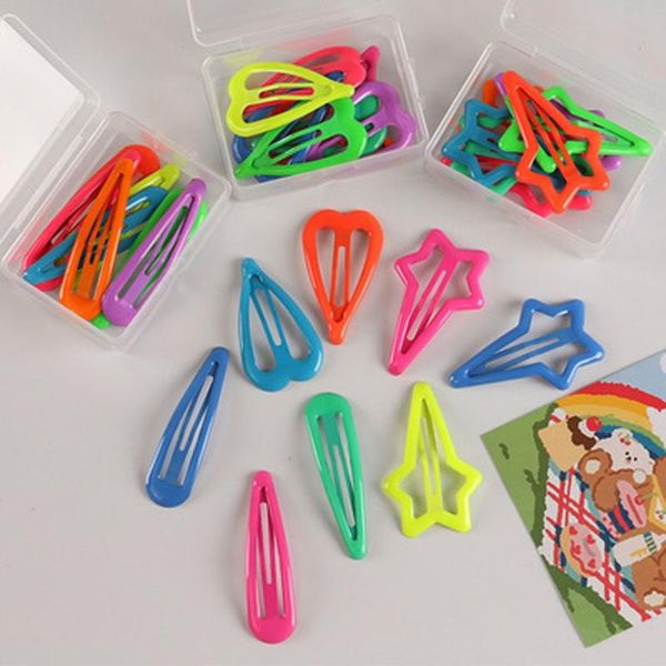 

hair accessories 10pcs/set children clips luminous hairpins bb clip hollow colorful headdress, Slivery;white