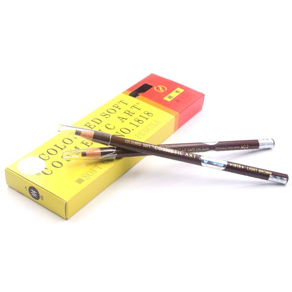 

2pcs pieces/lot pull eyebrow waterproof pencil for permanent eyebrow cosmetic beauty makeup light brown