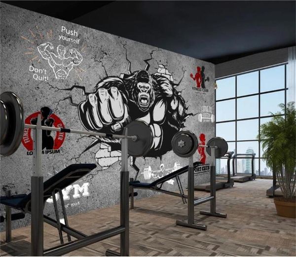 

wallpapers custom size 3d po wallpaper mural living room gorilla breaking the wall gym picture sofa tv backdrop for