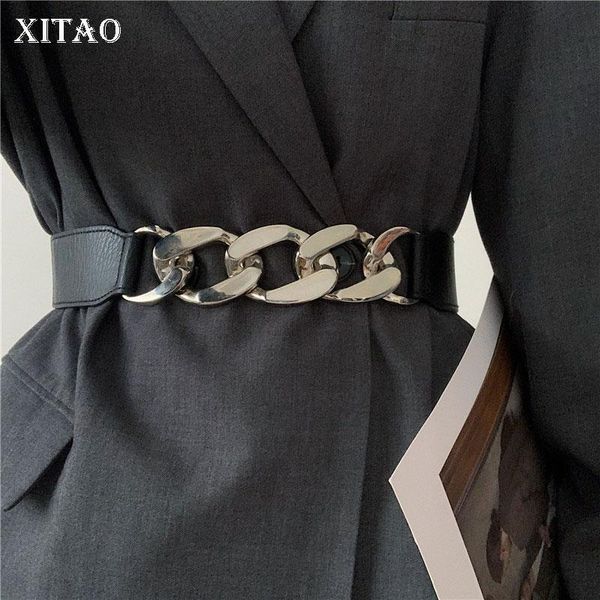 

xitao elastic tightness cummerbunds fashion new women patchwork 2021 spring autumn alloy minority elegant cummerbunds zy5126, Black;brown