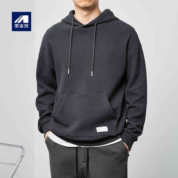 

merck waffle hooded sweater 2021 fall new pullover men's sweater 55039, Black