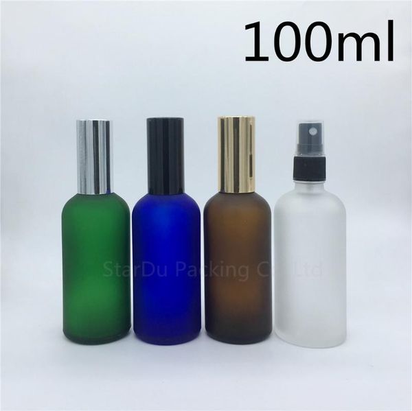

storage bottles & jars travel bottle 100ml amber blue green transparent frosted glass with sprayer, 100cc perfume spray 200pcs