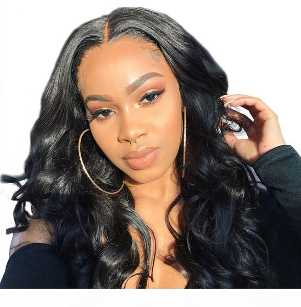 

swiss lace 4*4 lace front wig natural color body wave vietnamese human hair wigs 150% density ing, Black;brown