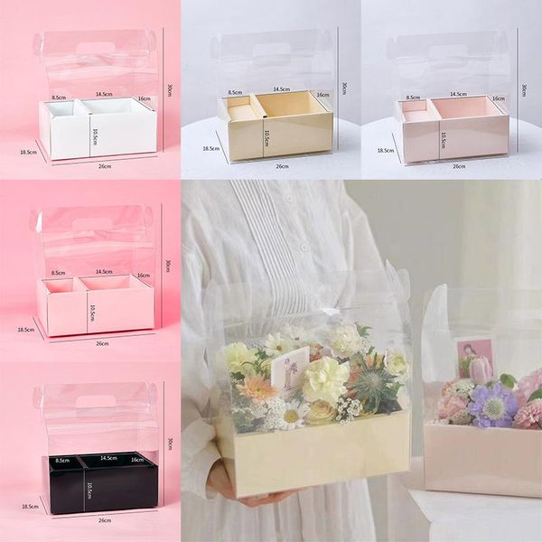 

gift wrap transparent pvc portable flower packaging box bouquet foldable arrangement cake