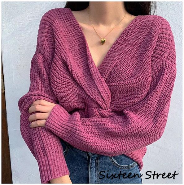 

women's sweaters woman sweater korea criss cross designs knitted female pullovers solid vintage long sleeve v neck autumn winter 2021, White;black
