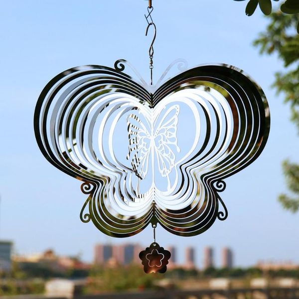 

decorative objects & figurines butterfly beating wind spinner metal 3d spiral rotating chime bell for garden balcony courtyard living room b