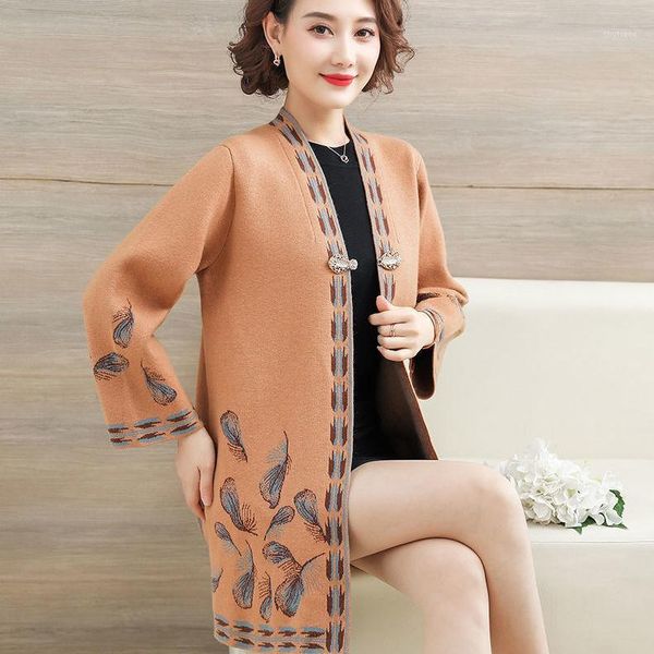 

spring and autumn knitted jacket cardigan 2021 fashion women's mid-length windbreaker casual wool & blends, Black