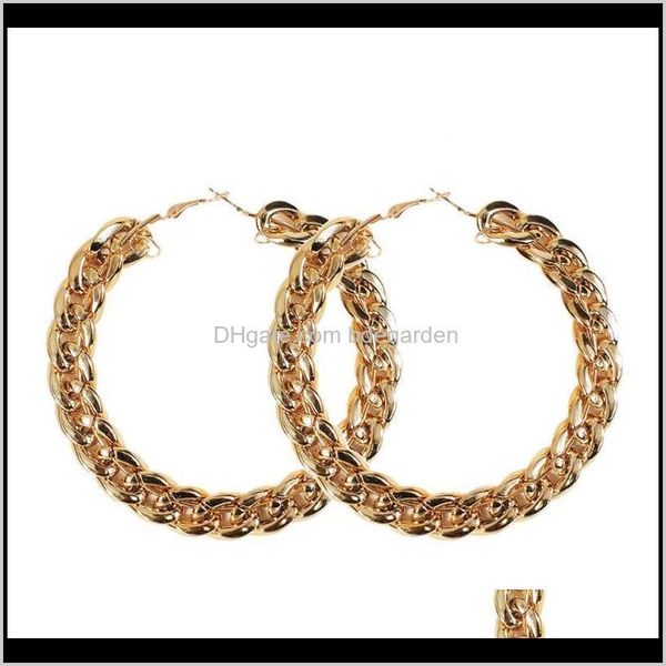 

& hie trendy 90mm big metal for women gold twisted circle round alloy hoop earrings fashion party jewelry drop delivery 2021 ds749, Golden;silver