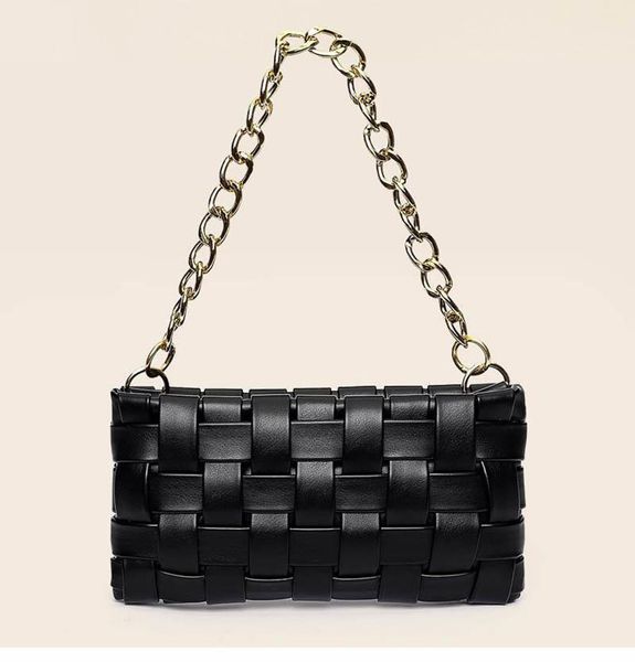 

evening bags handbags 2021 women woven shoulder thick metal chain baguette bag vintage clutches ladys crossbody