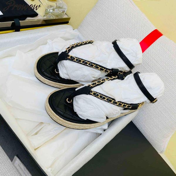 

official website 70% off outlet prowow women sandals fisherman shoes chain decor genuine leather flip-flop ankle strap for, Black