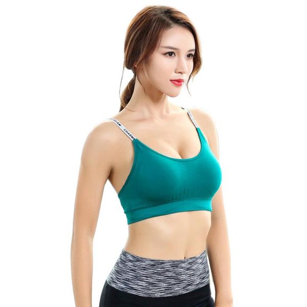 

gym clothing ladies sports bra push up adjustable lette straps wear brassiere for women yoga workout padded underwear fitness top, White;black