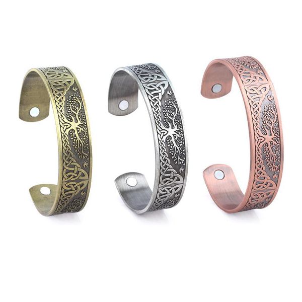 

bangle teamer vintage viking for men magnetic wicca supernatural jewelry tree of life rune celtics knot amulet, Black