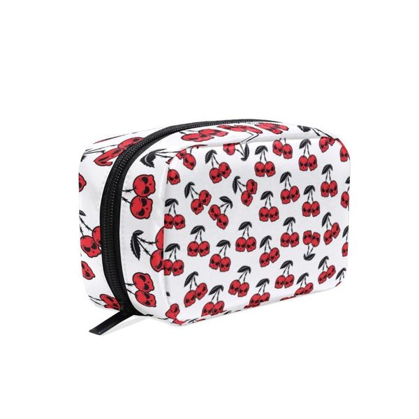 

cosmetic bags & cases fengju makeup bag portable toiletries fashionable square storage for girls lady woman cute cherry skulls