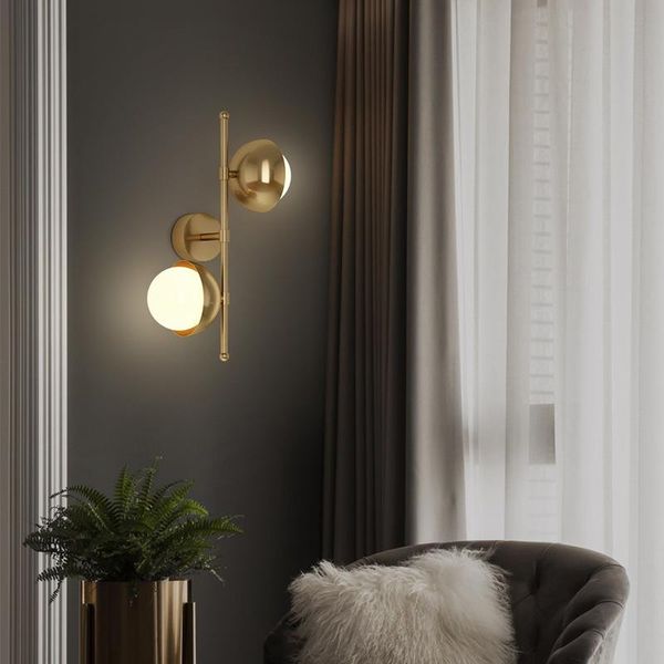 

wall lamp postmodern creative light american minimalist bedroom bedside lamps copper living room tv background