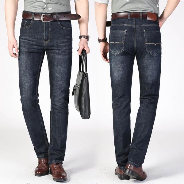 

men's jeans 2021 jean classic biker pants jogger business pantalones para black blue denim masculina