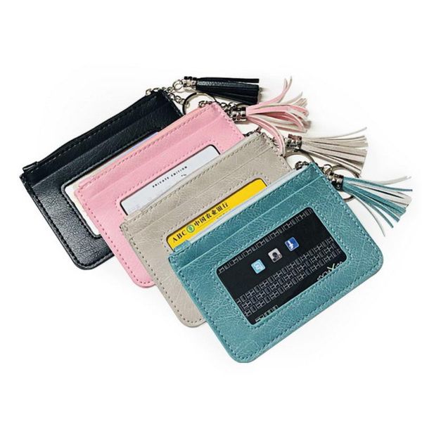 

card holders kandra fashion small zipper pouches coin organized travel wallet holder slim pocket key chain purse gift, Brown;gray