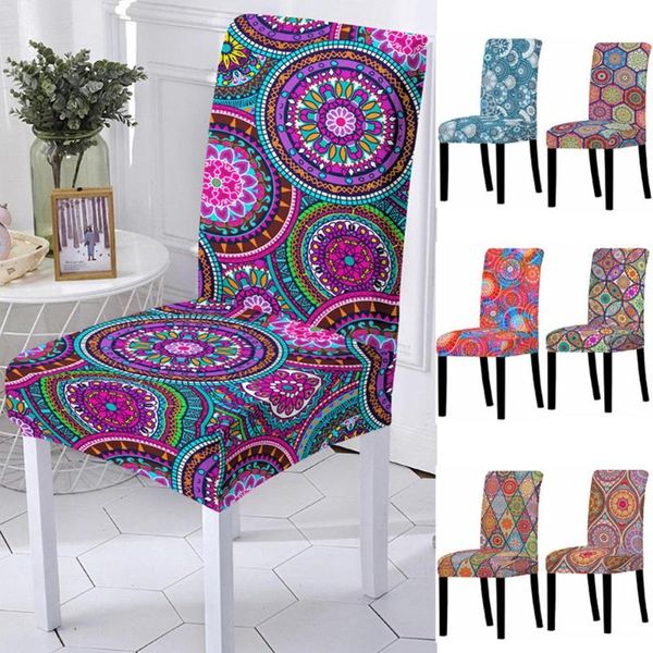 

chair covers spandex cover for dining chairs room mandala print cushion high back living christmas home decoration