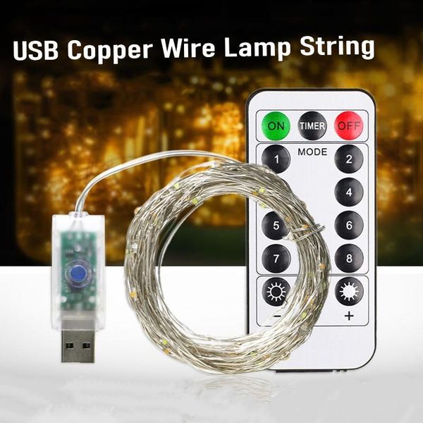

strings usb led holiday fairy lights waterproof 5m 10m 20m silver wire string with remote for christmas party wedding decoration