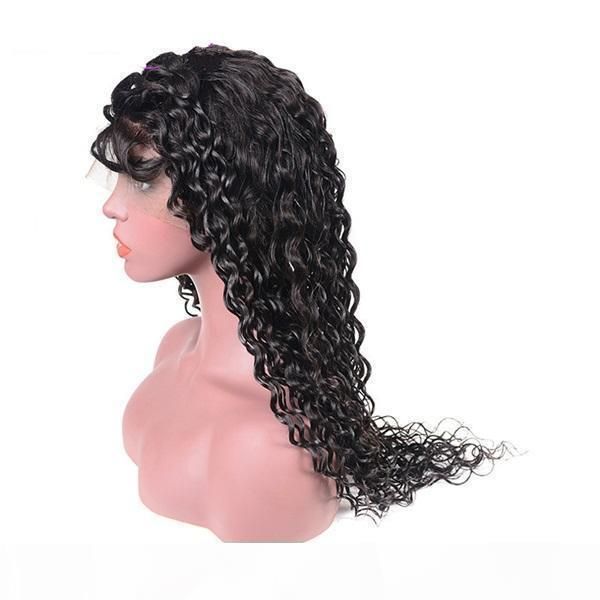 

wondero brazilian curly natural color wd2030wh03 frontal lace human hair water wave wig, Black;brown