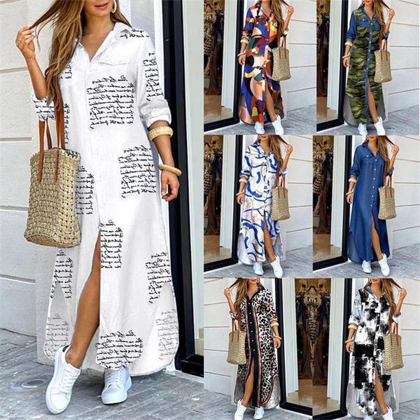 

causal dresses for woman ethnic tunic boho clothes full women robe femme dress night split turn-down colla casual, Black;gray