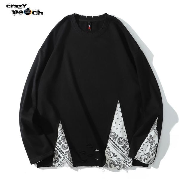 

men's hoodies & sweatshirts y2k men fake two peice gothic bandana streetwear retro homme shirt oversized anime hoodie harajuku sweatshi, Black