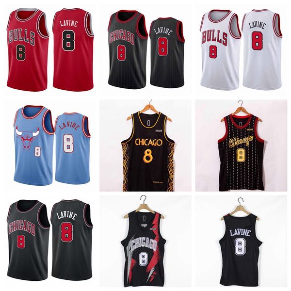 

basketball jersey chicagobulls8 zach lavineembroider jerseys., Black;red