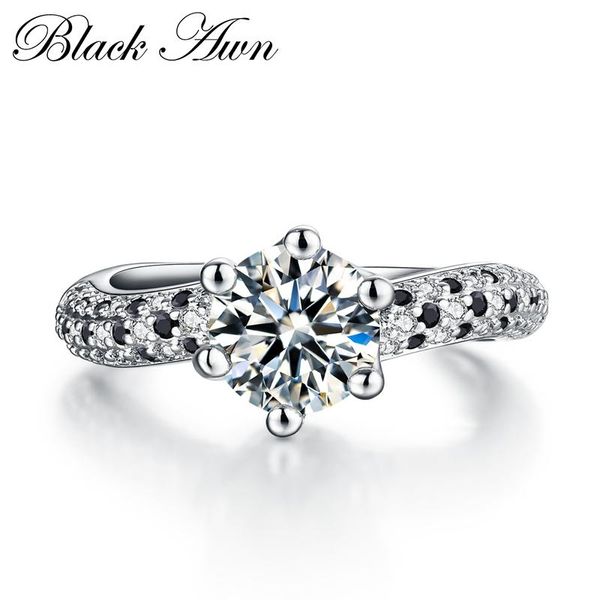 

cluster rings fashion anillos mujer neo-gothic 925 sterling silver jewelry trendy wedding for women engagement ring c165, Golden;silver