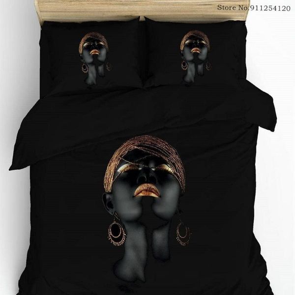 

bedding sets african woman 2/3 piece bed linen set for girls teens lady cover single double  king size