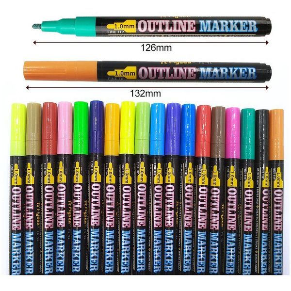 

12/18pcs double lines highlighters outline pen metallic glitter colors marker scrapbooking drawing stationery for christ qylblr