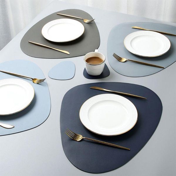 

mats & pads tableware pad placemat table mat leather heat insulation non-slip simple placemats disc for