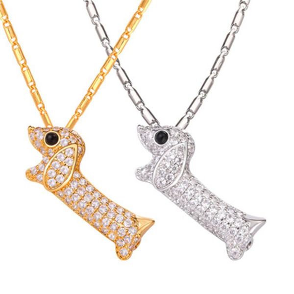 

pendant necklaces cute pet dachshund brooch necklace wholesale dual-use jewelry woman, Silver