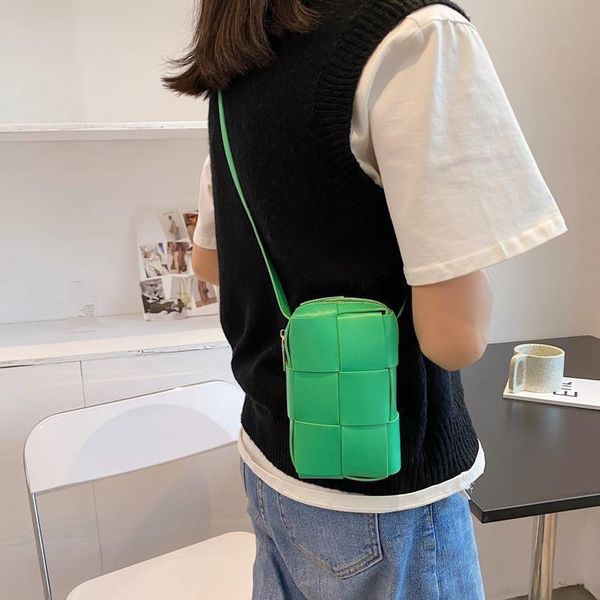 

evening bags girls mini chest waist bag woven crossbody purse summer pu leather phone