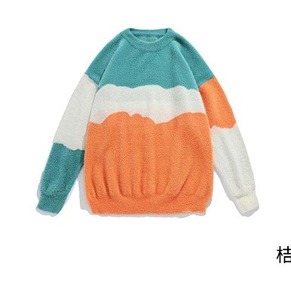 

men's sweaters knitted sweater 2021 winter vintage couple original hostel ins loose irregular color matching i casual, White;black