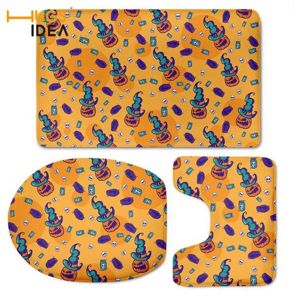 

toilet seat covers hugsidea halloween pattern print 3 piecet cover fashion home btathroom decor soft non-slip shower carpet easy to clean